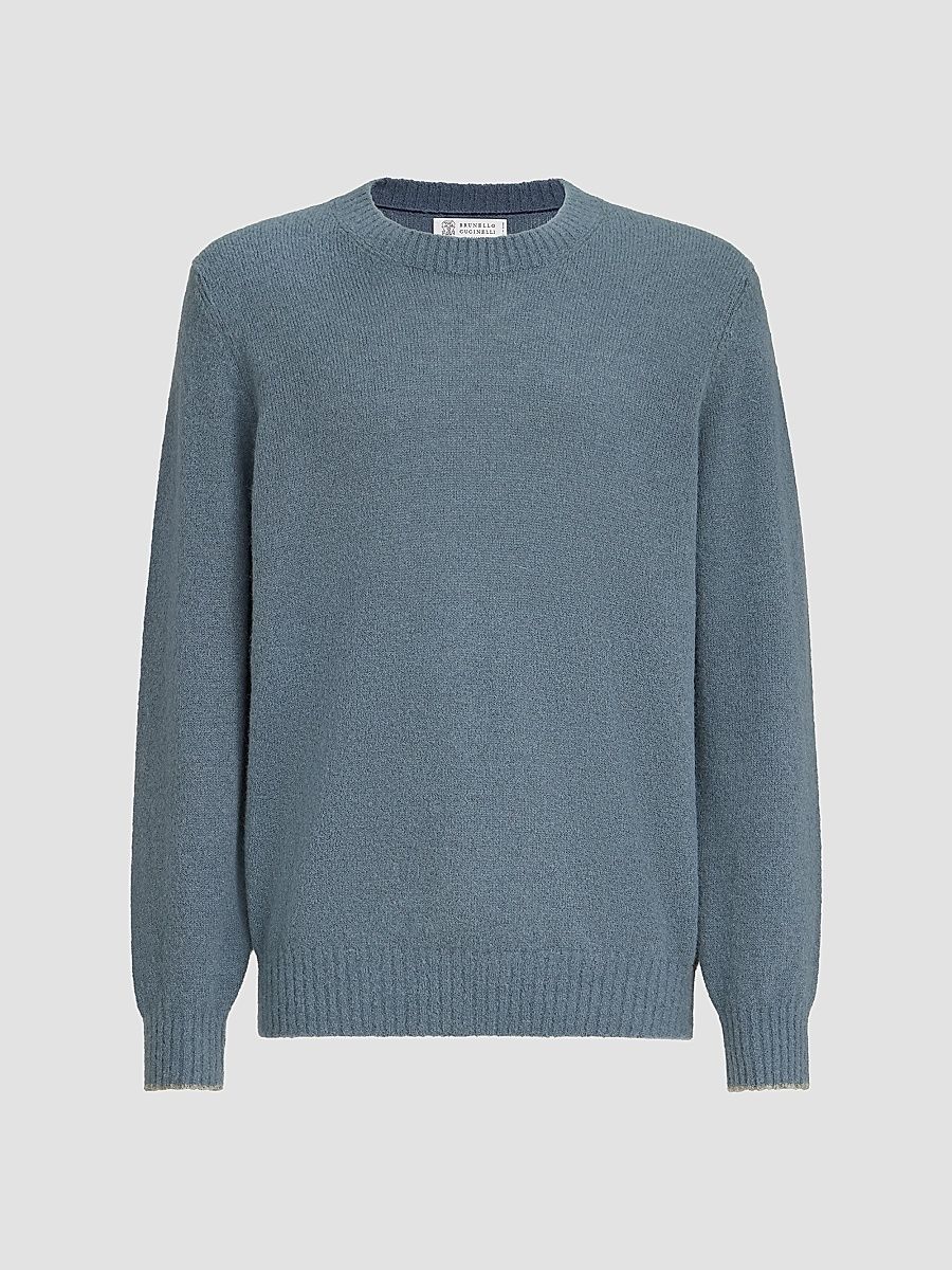 Men's Alpaca, Cashmere and Wool Sweater - Cerulean - Size 34