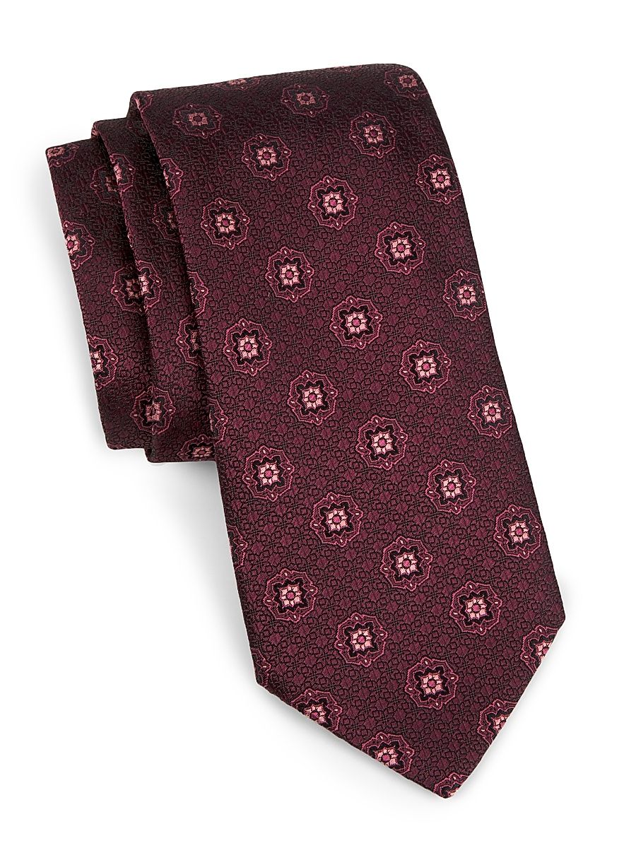 Men's Medallion Silk Tie - Red