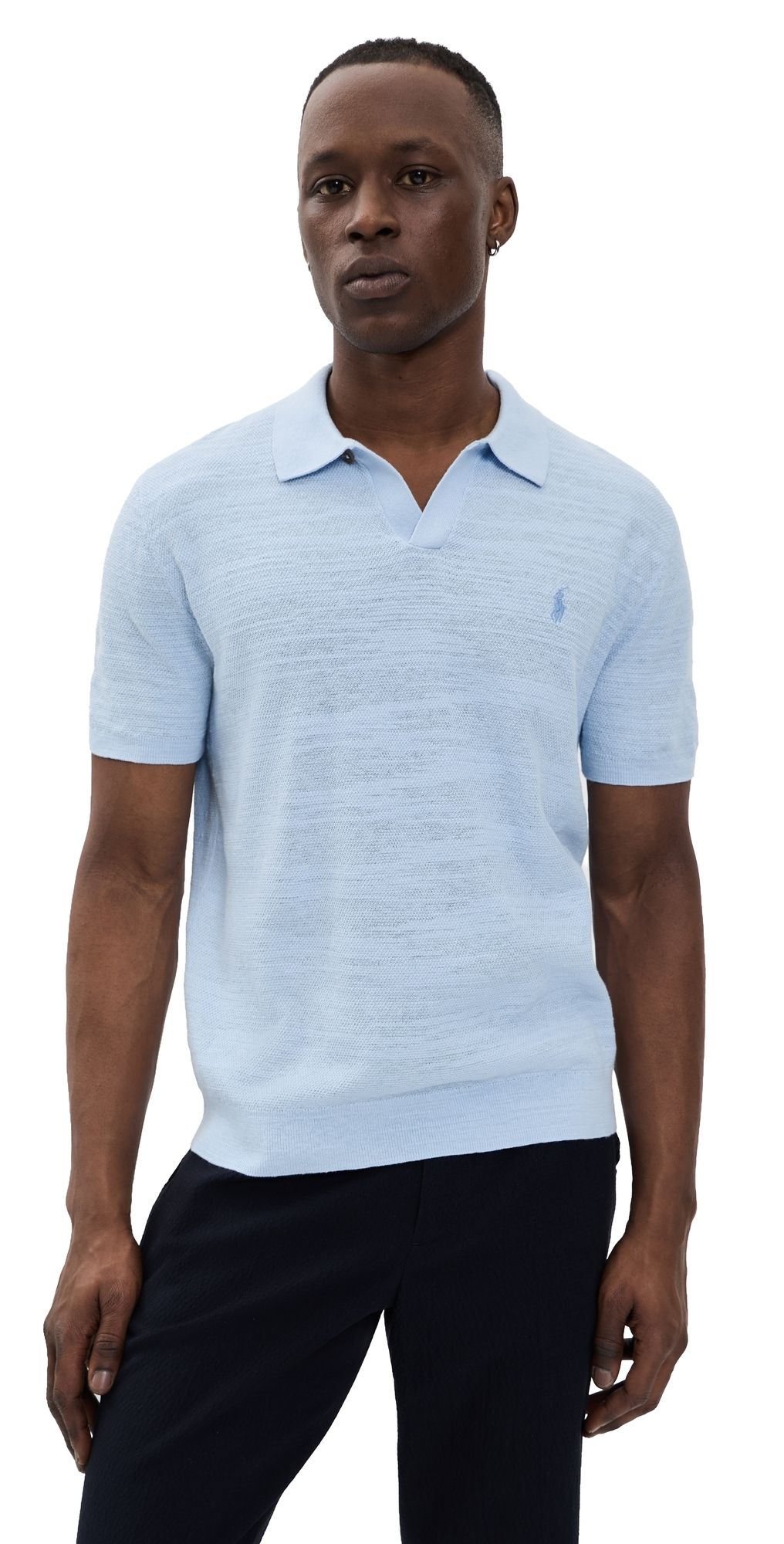 Polo Ralph Lauren Short-Sleeve Cotton Blend Textured Johnny Polo Office Blue/Deckwash White L