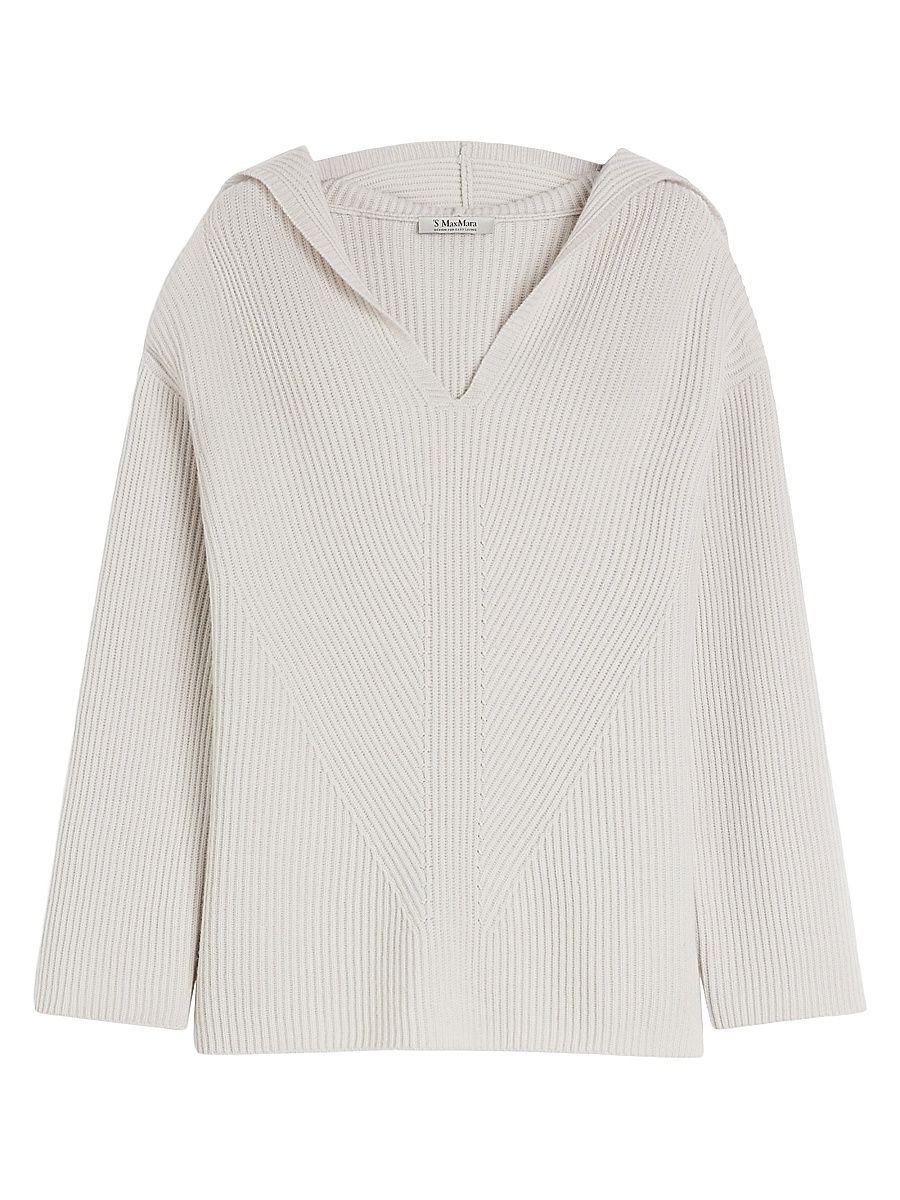 Women's Rib Knit Wool Sweatshirt - White - Size Large