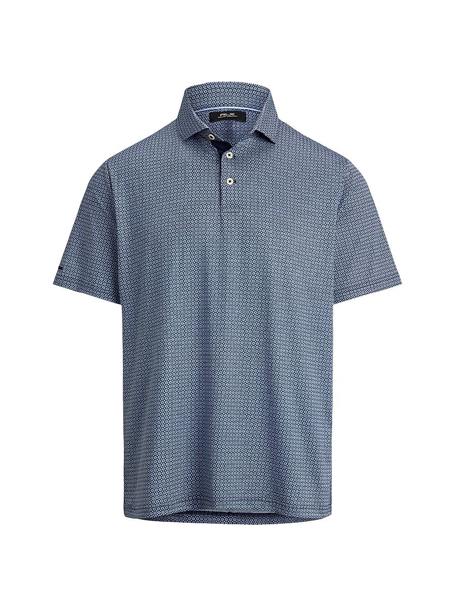 Men's Micro-Print Piqué-Knit Polo Shirt - Mulligan Foulard Refined Navy - Size XXL