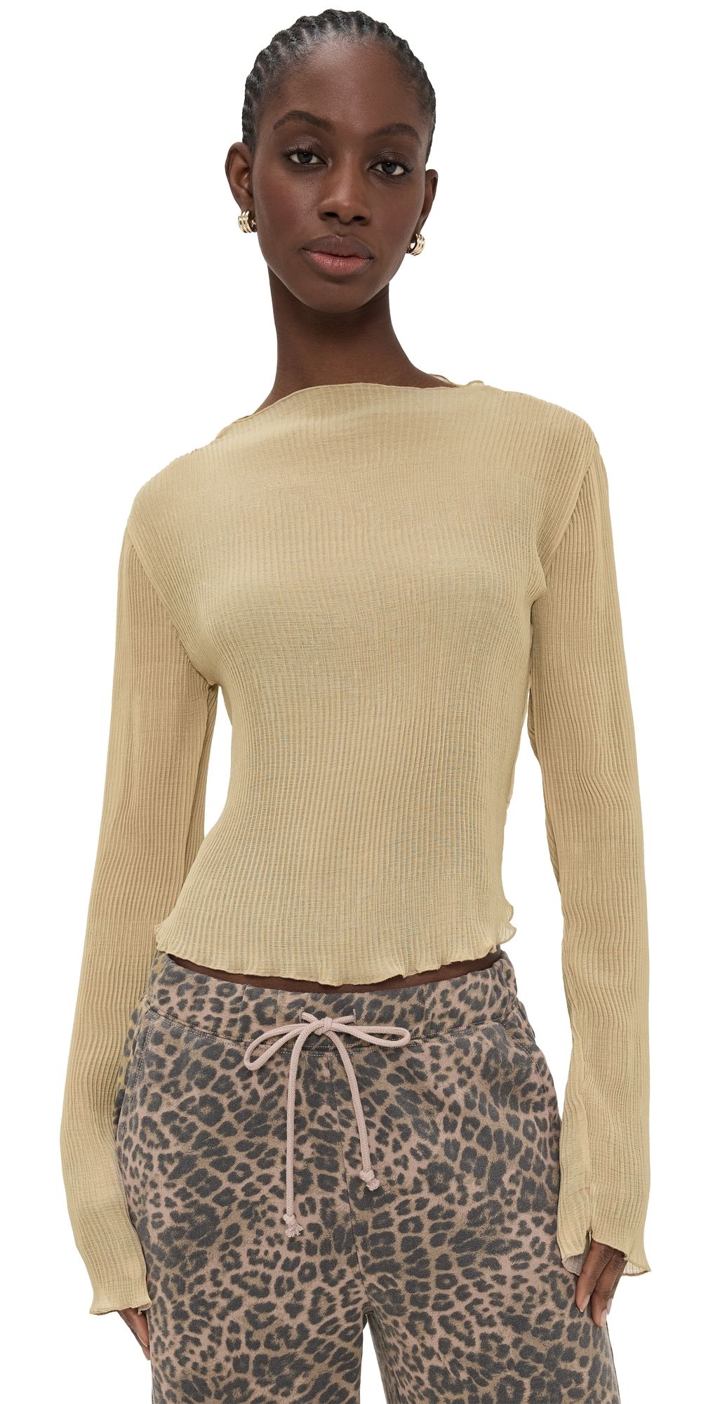 Lioness Ford Long Sleeve Top Beige XXL