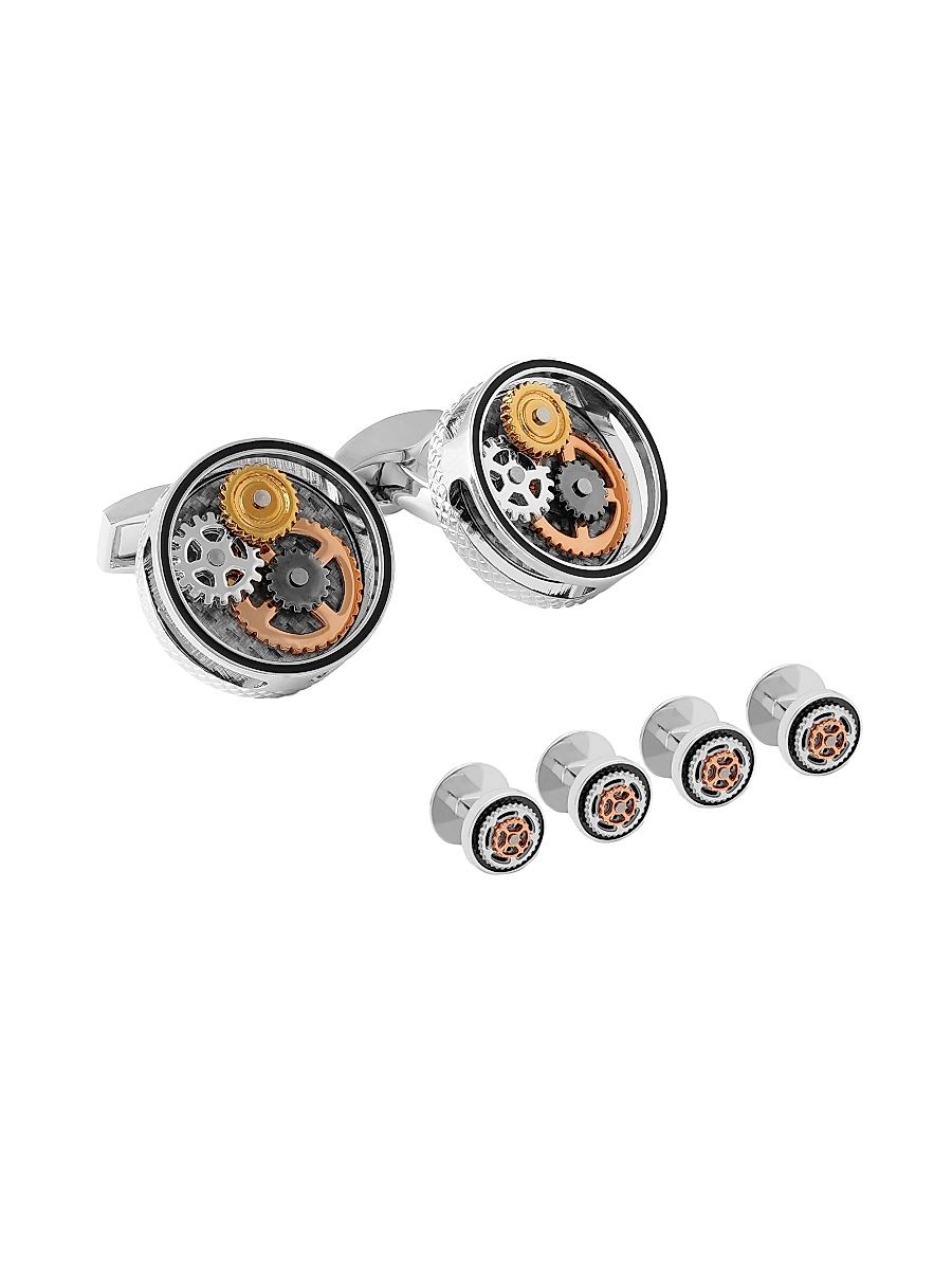 Men's 6-Piece Shirt Studs & Cufflink Set - Silver
