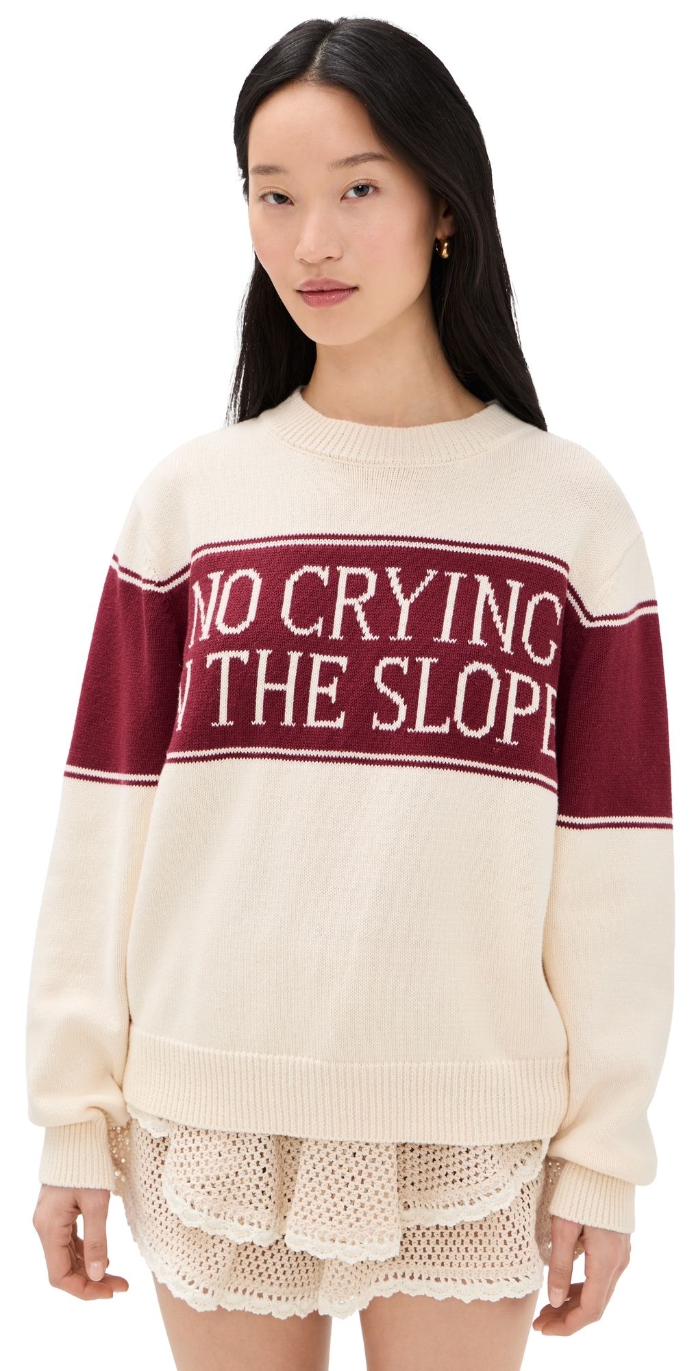 Yellow the Label No Crying On the Slopes Pull Over Cream L