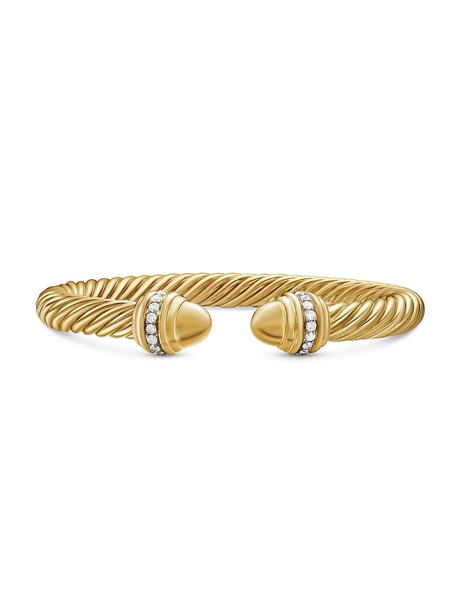 Women's Classic Cablespira Bracelet in 18K Yellow Gold - Gold Dome - Size Medium