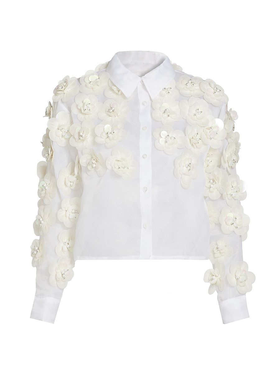 Women's Margaux Floral Shirt - White - Size Medium