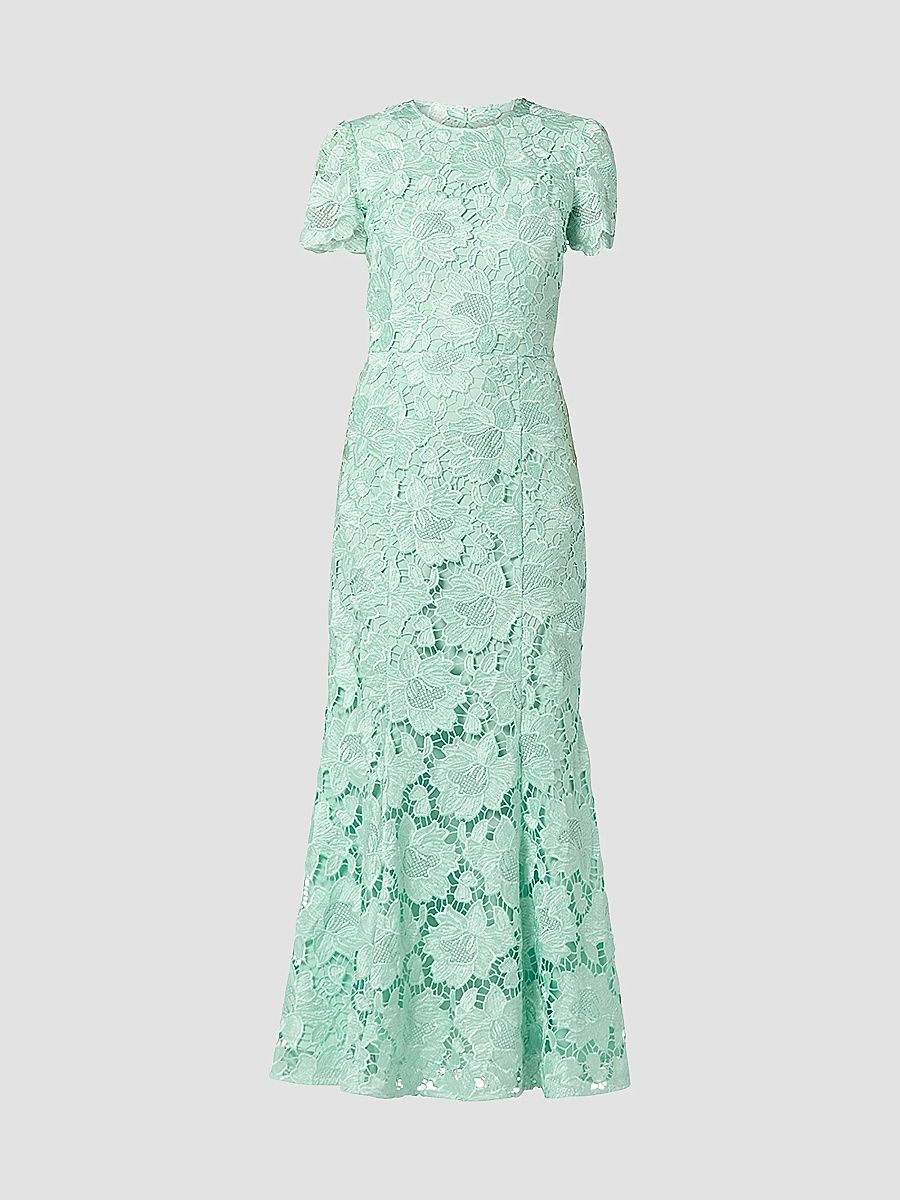Shoshanna Women's Brie Floral Lace Trumpet Maxi Dress - Light Green - Size 8