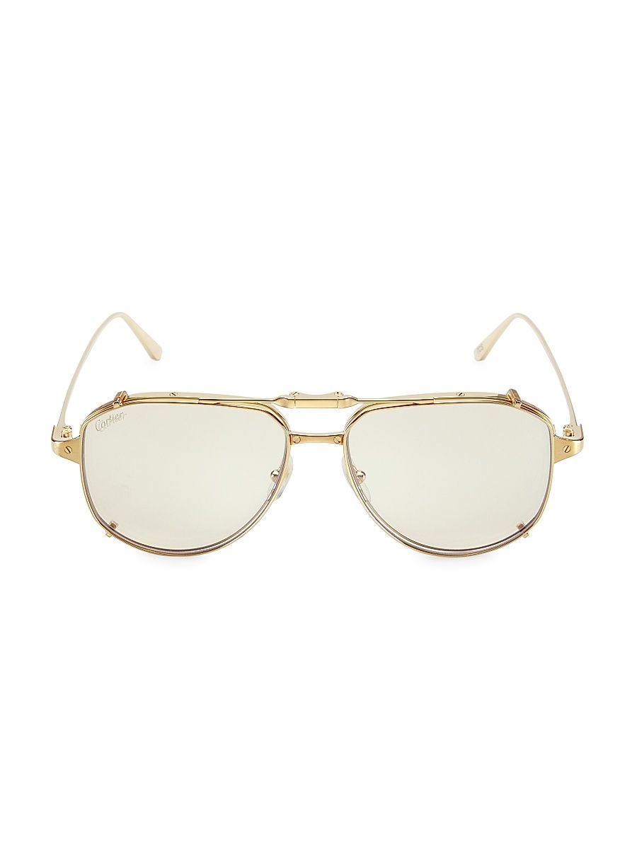 Men's Santos Light 24K Gold-Plated 56MM Pilot Glasses - Gold
