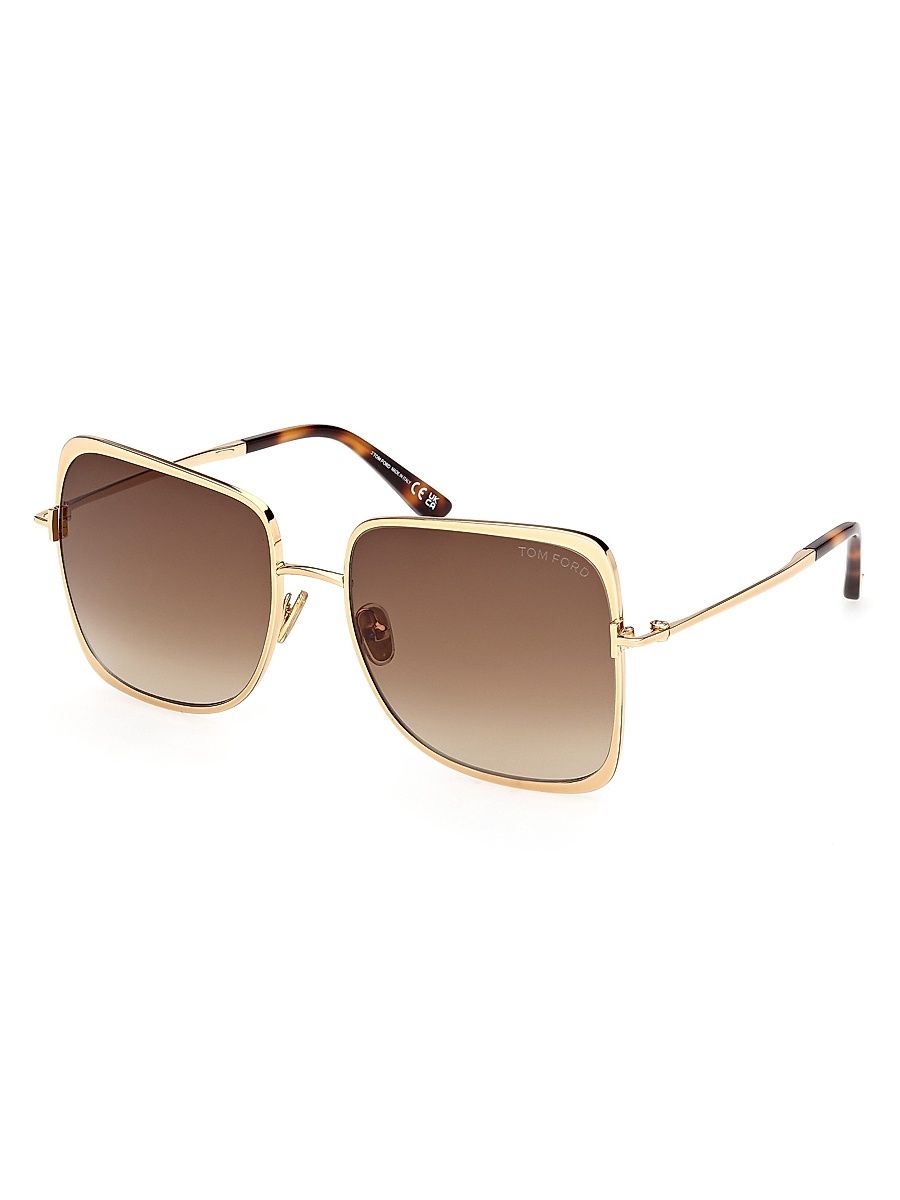 Women's Tara 57MM Geometric Sunglasses - Gold Brown