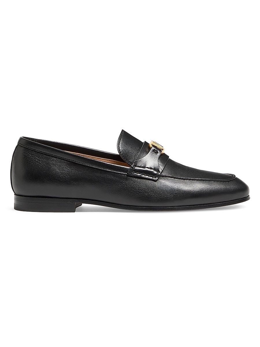 Men's VLogo Signature Nappa Leather Loafers - Black - Size 12