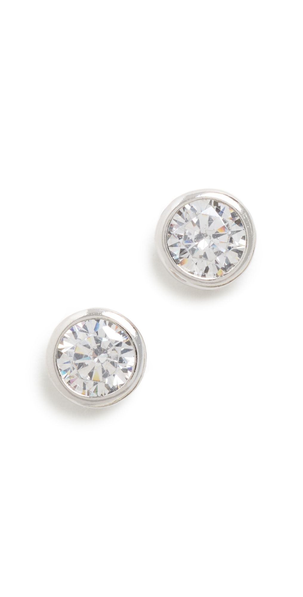 SHASHI Solitaire Bezel Stud Earrings Silver One Size