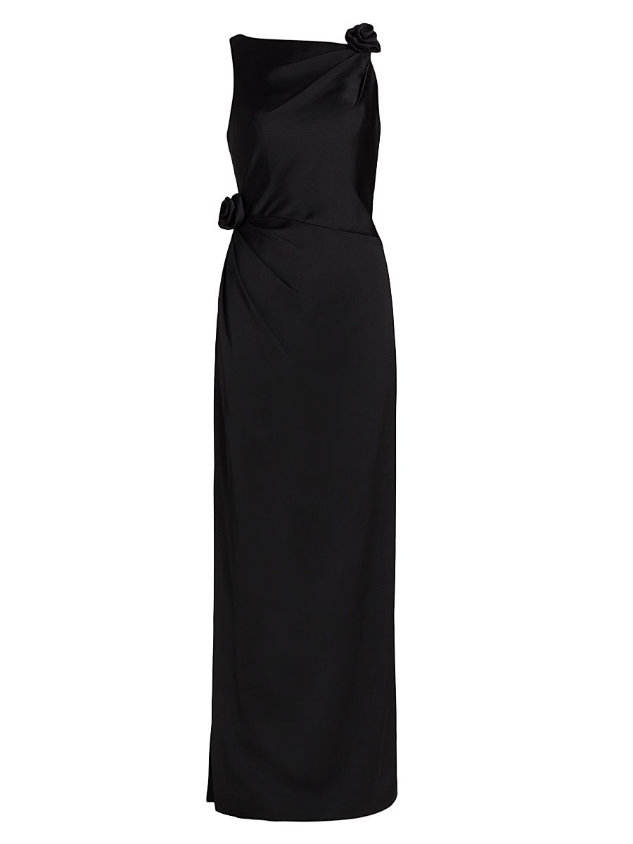 Women's Rosette Draped Column Gown - Black - Size XL