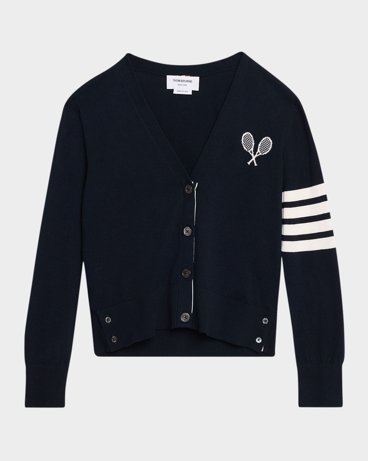 Tennis Racquets V-Neck Cardigan