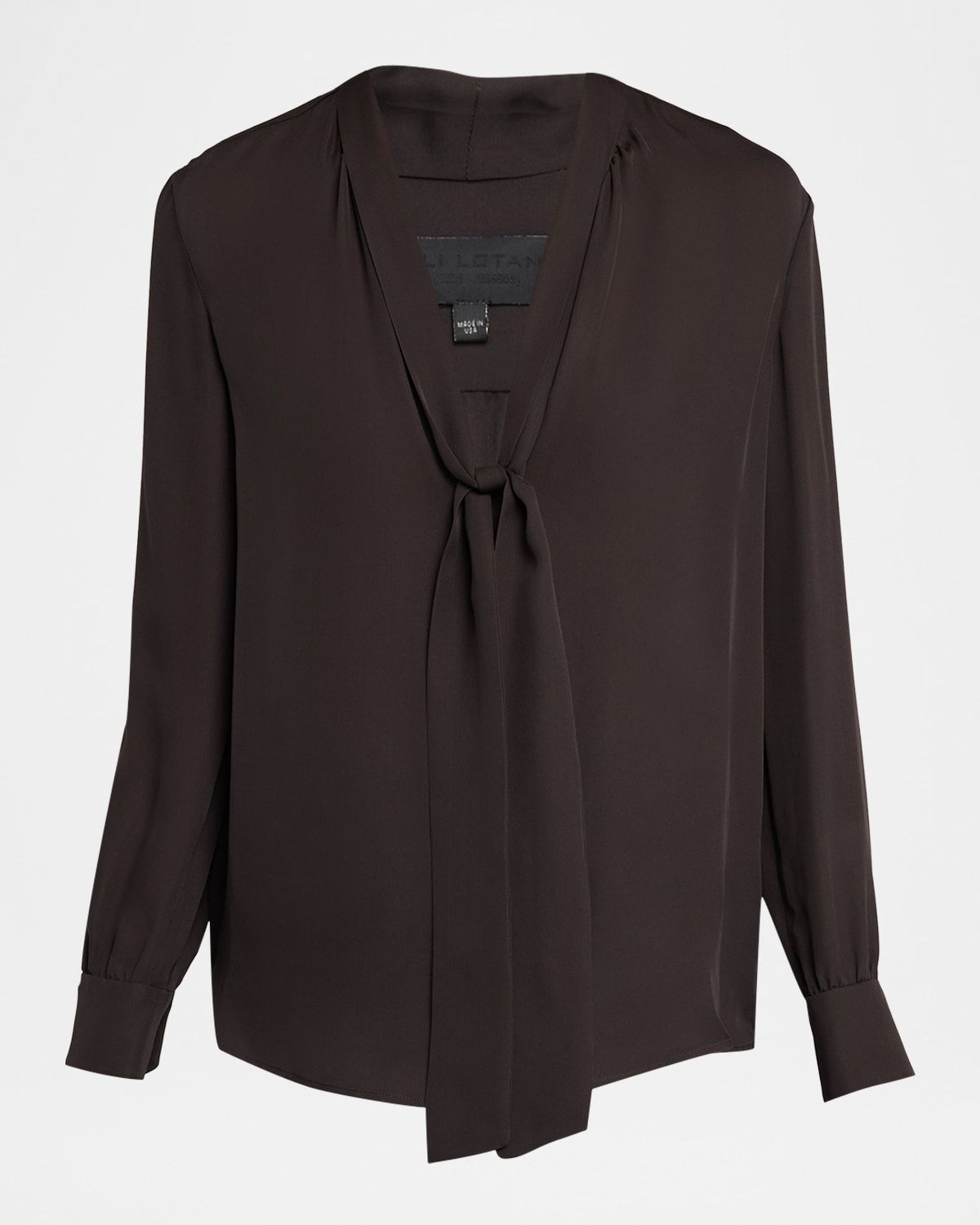 Janese Scarf-Neck Silk Blouse