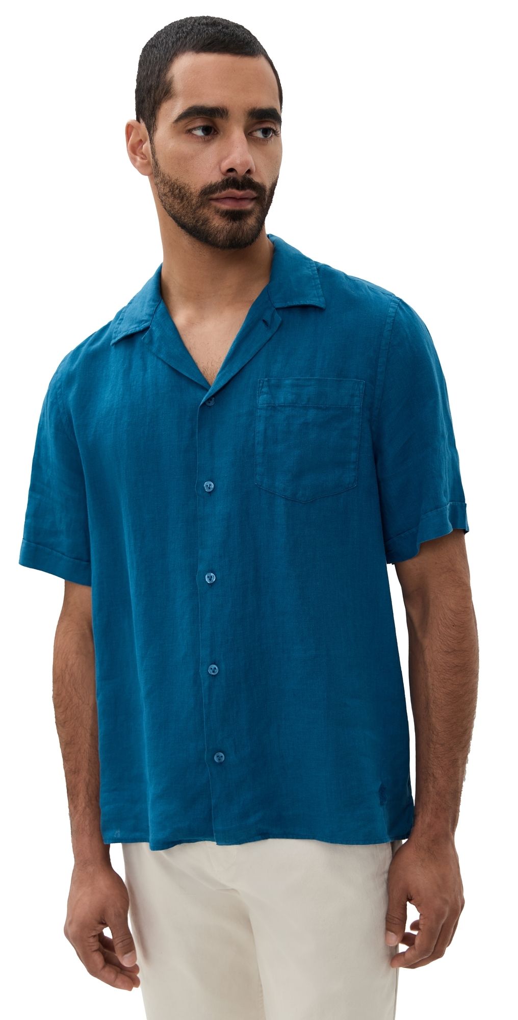 Vilebrequin Charli Linen Camp Shirt Paon L