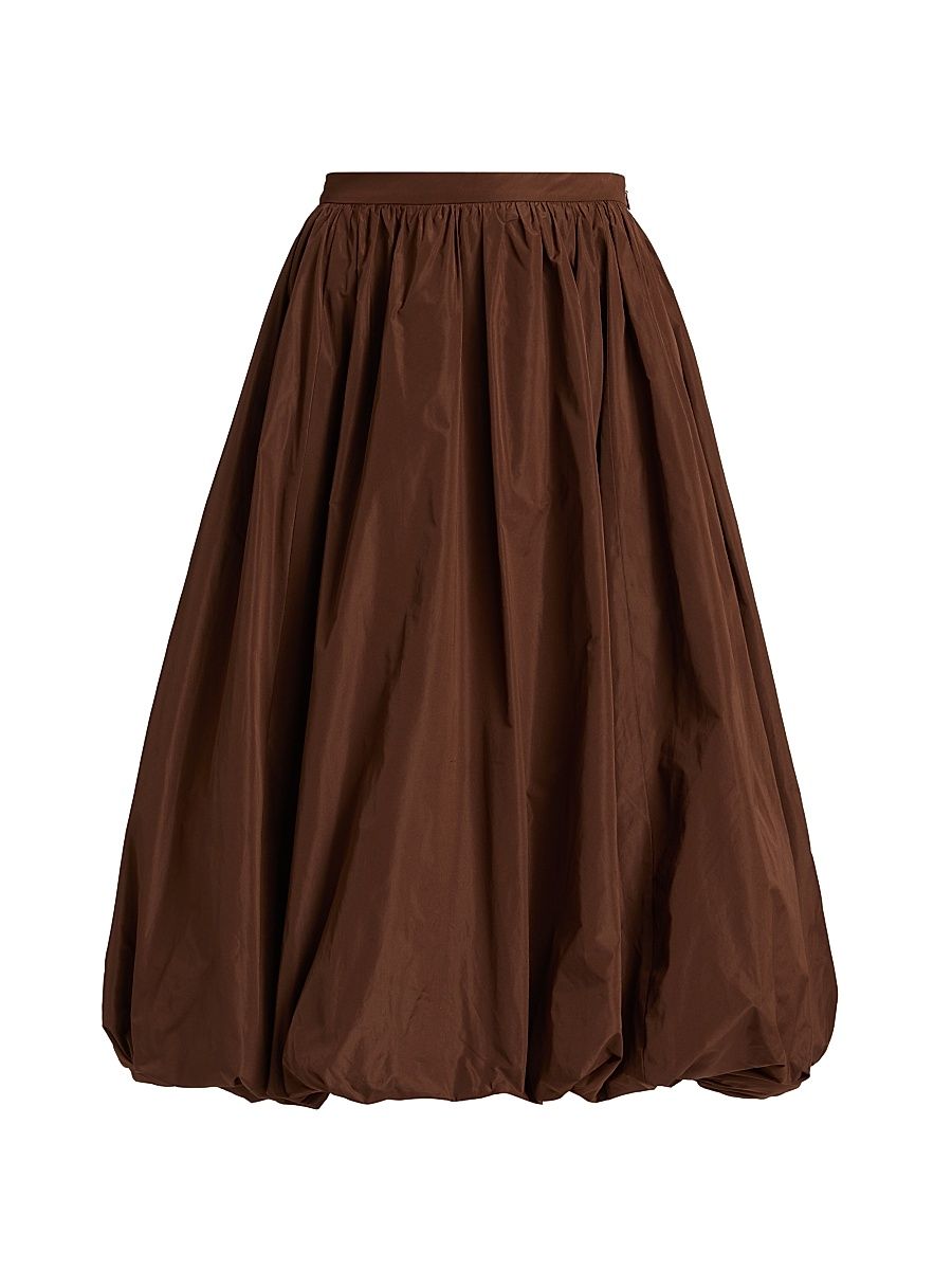Women's Cellah Taffeta Bubble-Hem Midi-Skirt - Dark Sepia - Size 12