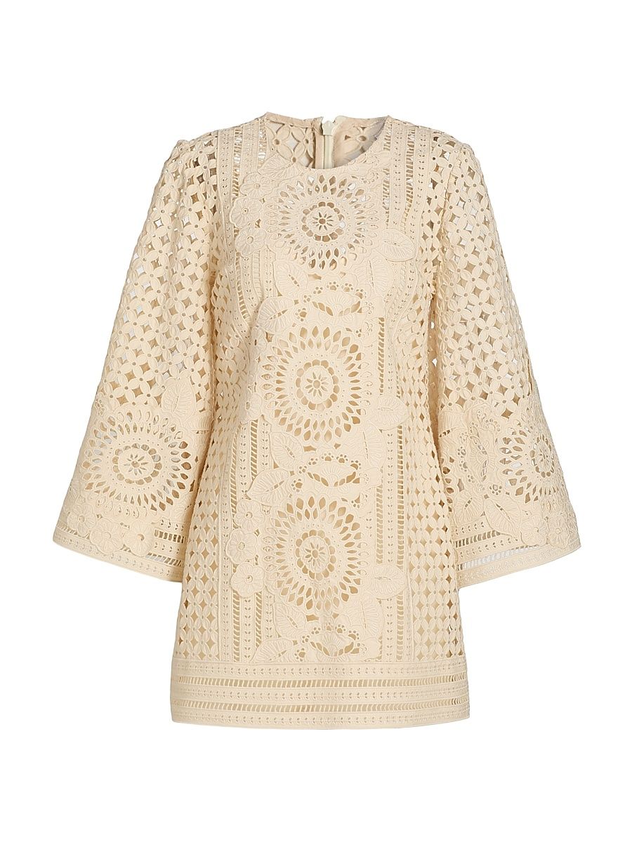 Women's Indra Embroidered Lace Minidress - Tea - Size 6