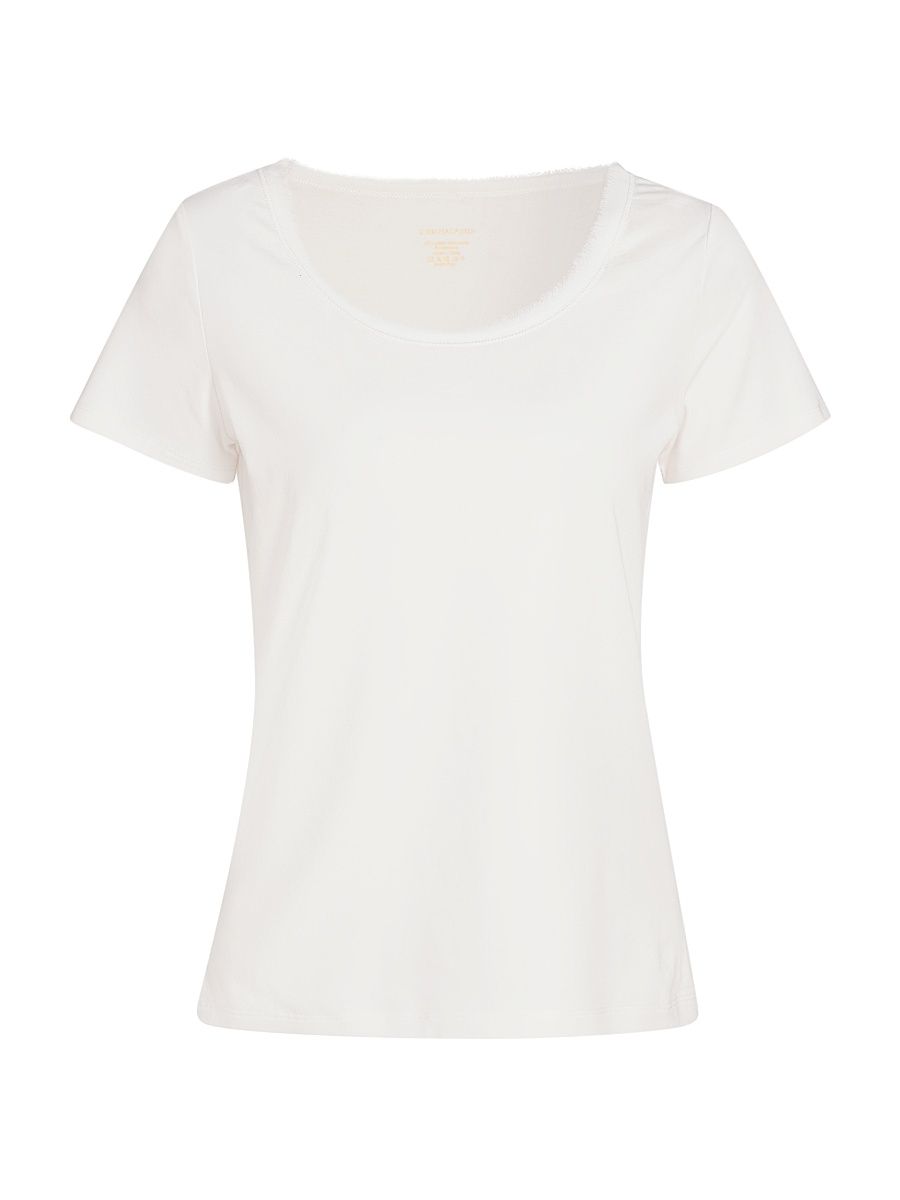 Women's Ahava Cotton-Blend Scoopneck T-Shirt - White - Size XXL