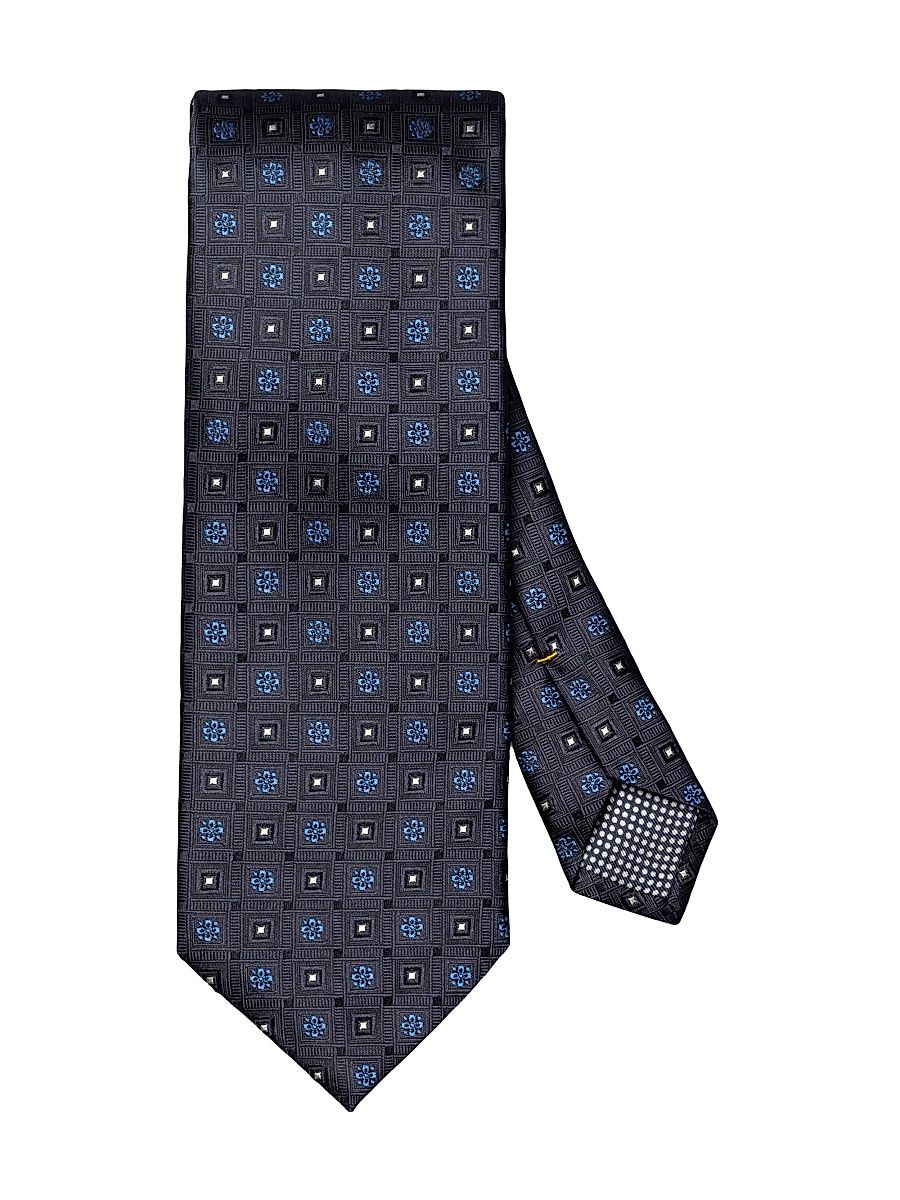 Men's Geometric Silk Tie - Navy