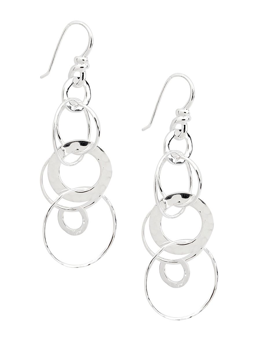 Women's 925 Classico Hammered Jet Set Drop Earrings - Sterling Silver