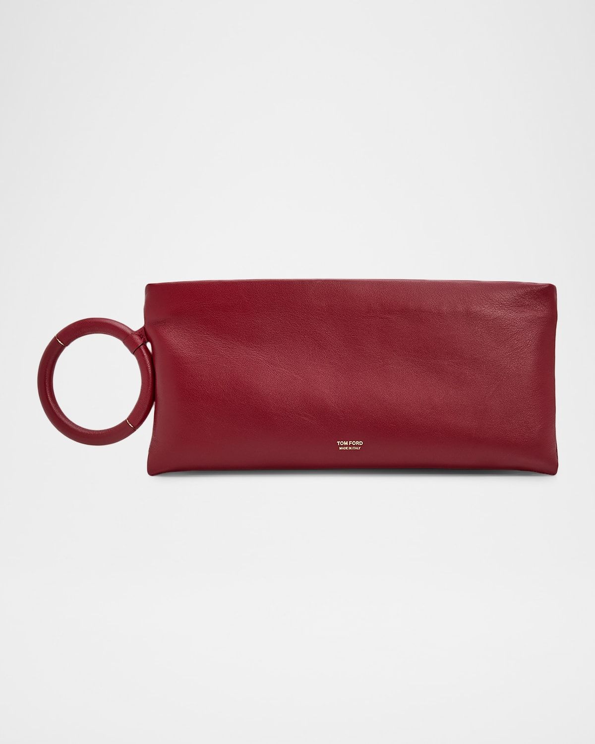 Ring Elongated Leather Clutch Bag