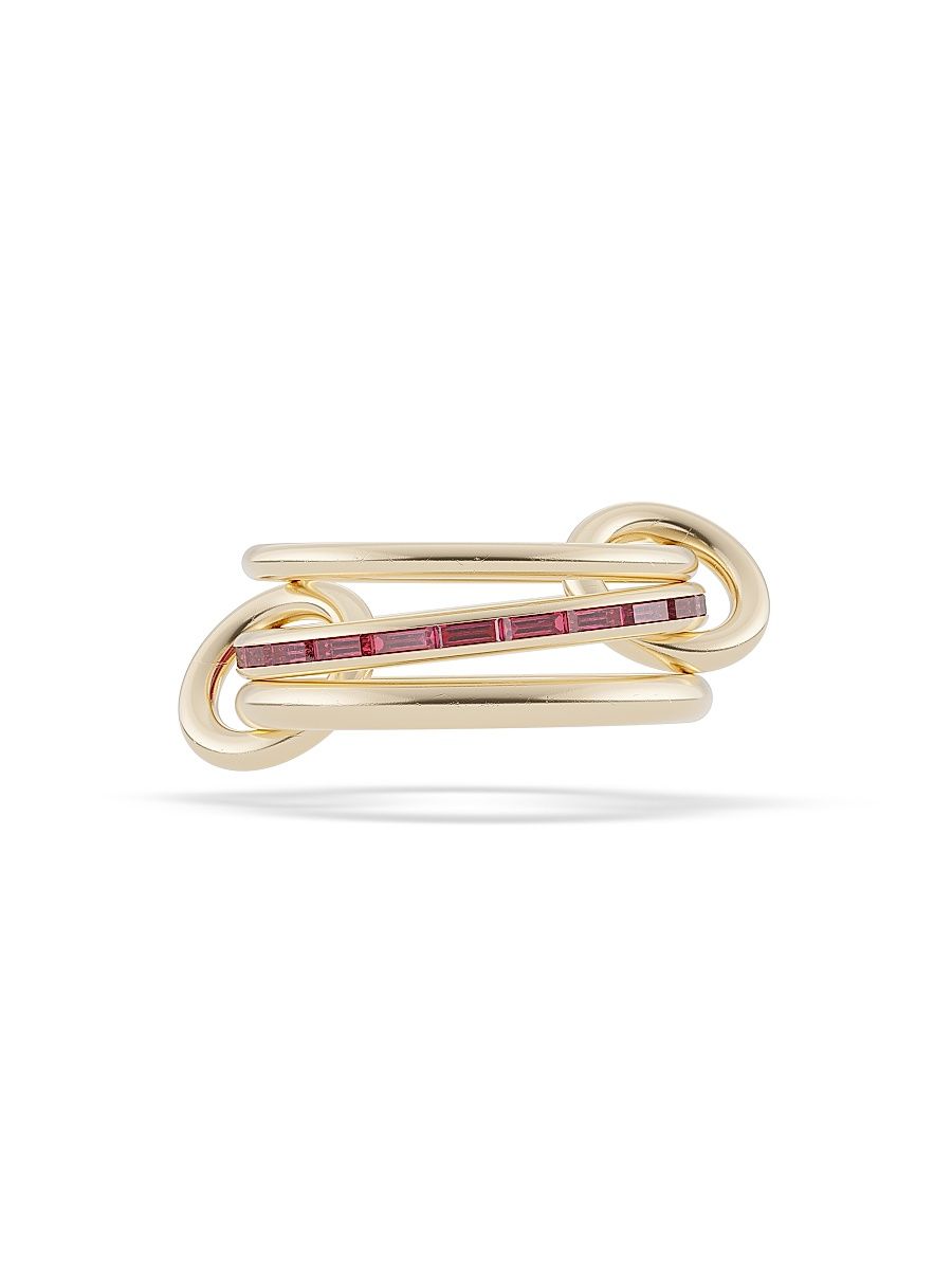 Women's Pyrus 18K Yellow Gold & Gemstone Triple-Band Ring - Ruby - Size 6