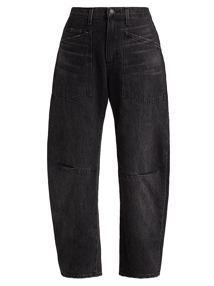 Women's Shon Barrel-Leg Jeans - Stone Black Wash - Size 31