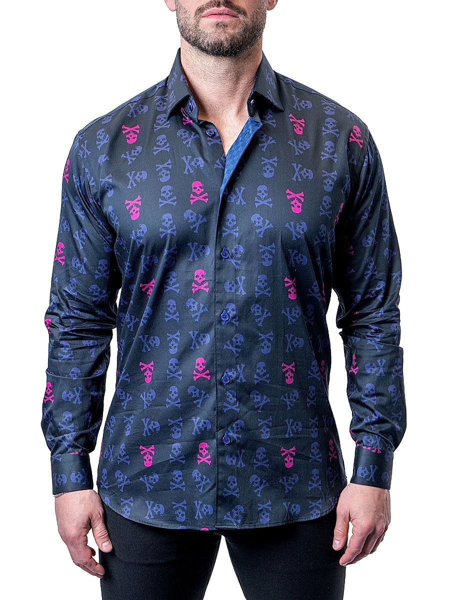 Men's Fibonacci Skull Line Shirt - Blue - Size XXXXL