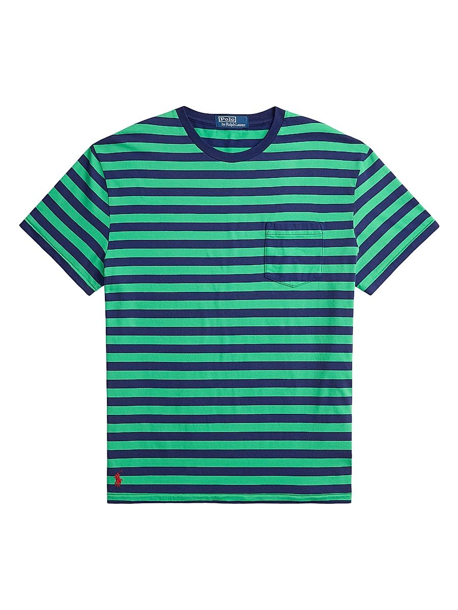 Men's Striped Crewneck T-Shirt - Summer Emerald Dark Cobalt - Size XXL