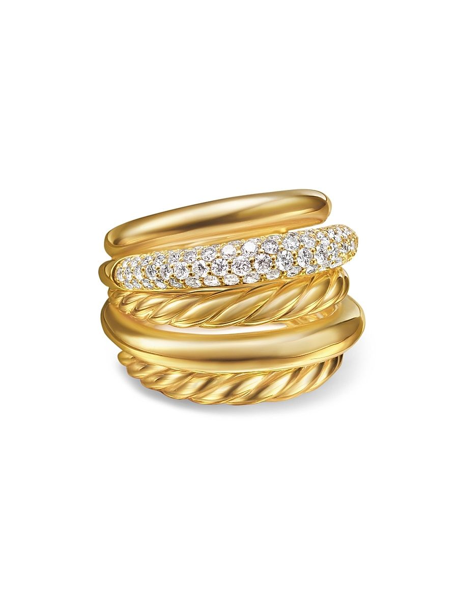 Women's DY Mercer Multi Row Ring in 18K Yellow Gold - Diamond - Size 8