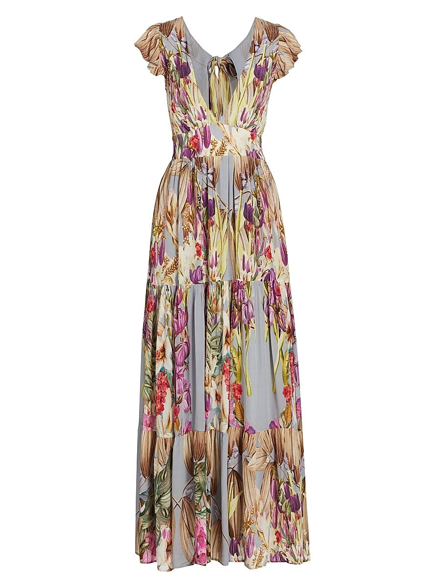 Women's Eterna Mila Plunge Floral Maxi Dress - Fresh Flowers - Size XS