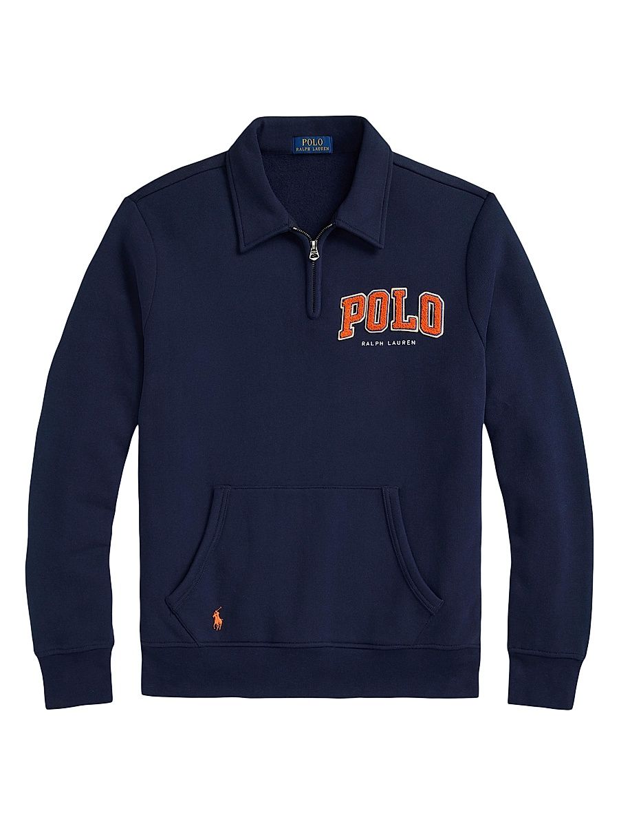 Men's The RL Fleece Logo Collared Sweatshirt - Cruise Navy - Size Small