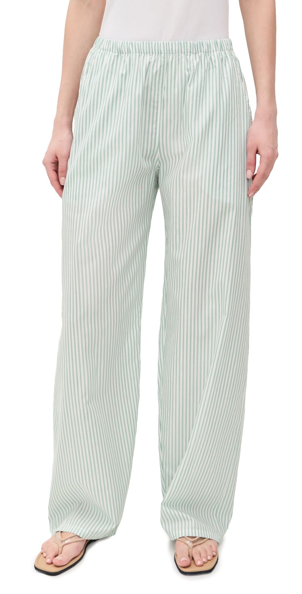 Leset Yoshi Stripe Wide Leg Pants Vert Stripe XL