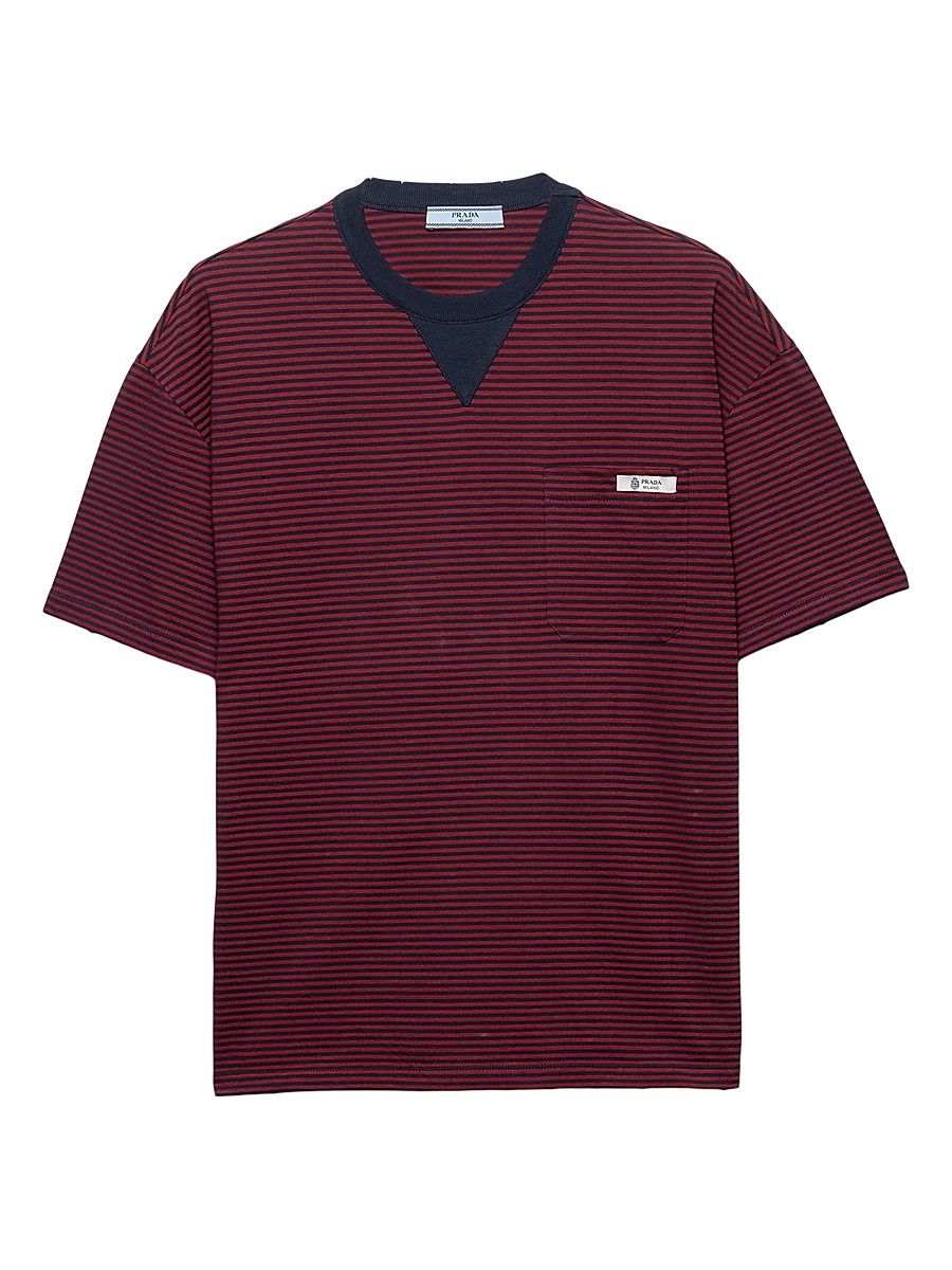 Women's Oversized Striped Jersey T-Shirt - Dark Red - Size XL