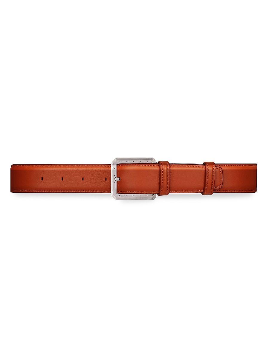 Men's Handmade Antique Italian Calfskin Leather Belt - Orange - Size 42