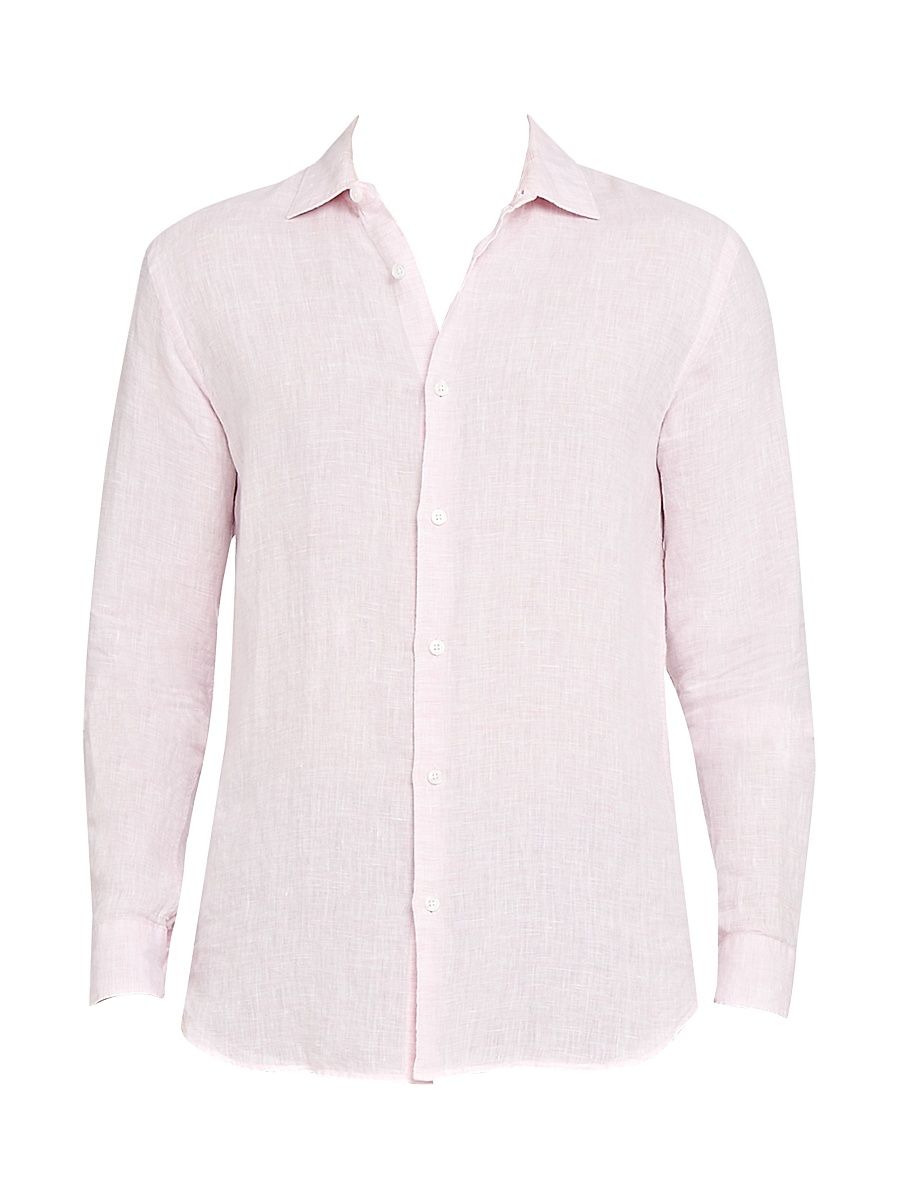 Men's Giles Linen Shirt - Pale Pink White - Size XXL