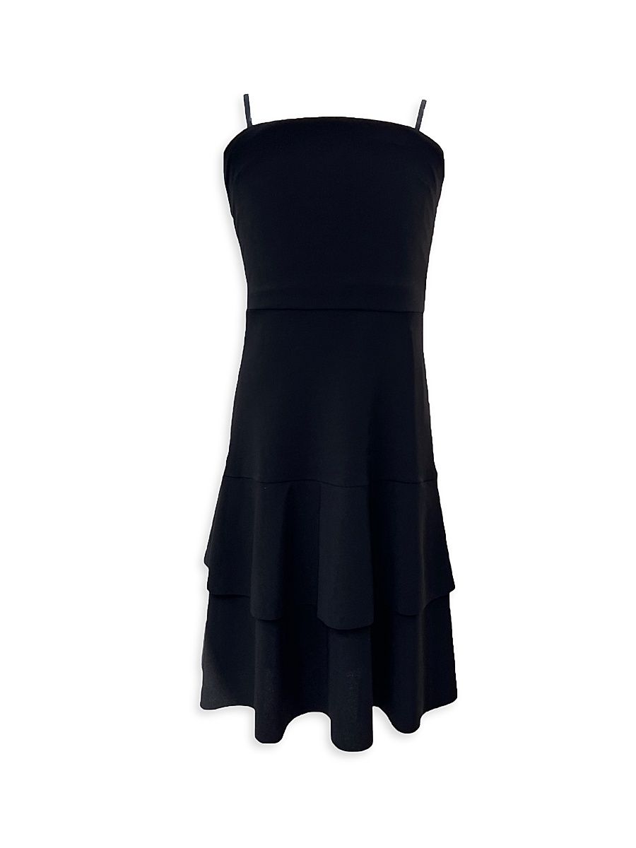 Girl's Bow-Back Tiered Dress - Black - Size 14