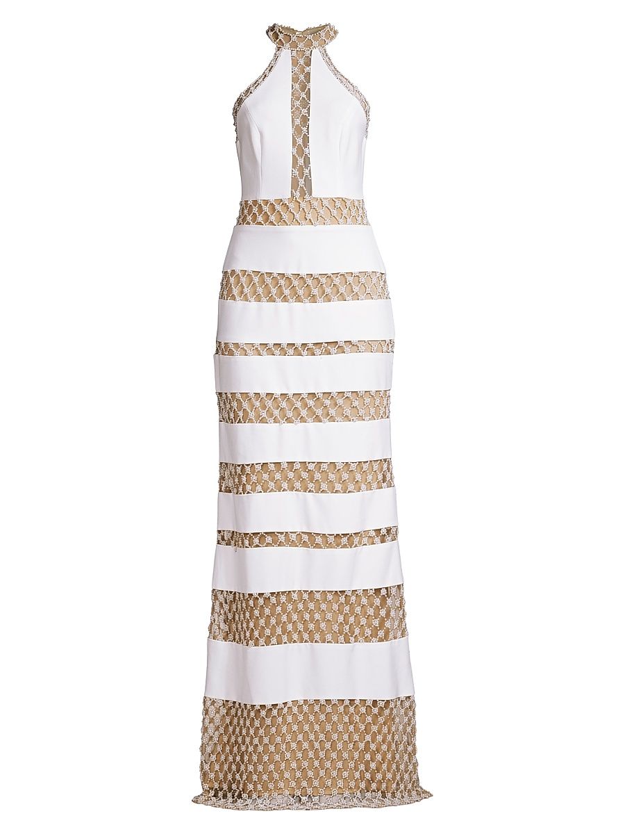 Women's Beaded Maxi Dress - White - Size 2