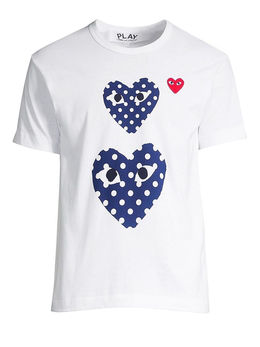 Men's Double Polka-Dot Heart Tee - White - Size Small