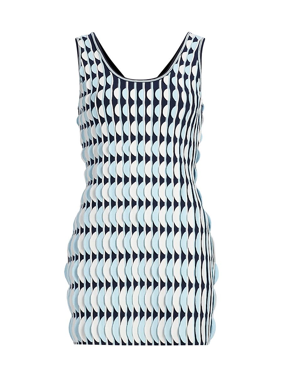 Women's Lorien Scallop Textured Knit Minidress - Sky Multi - Size XS