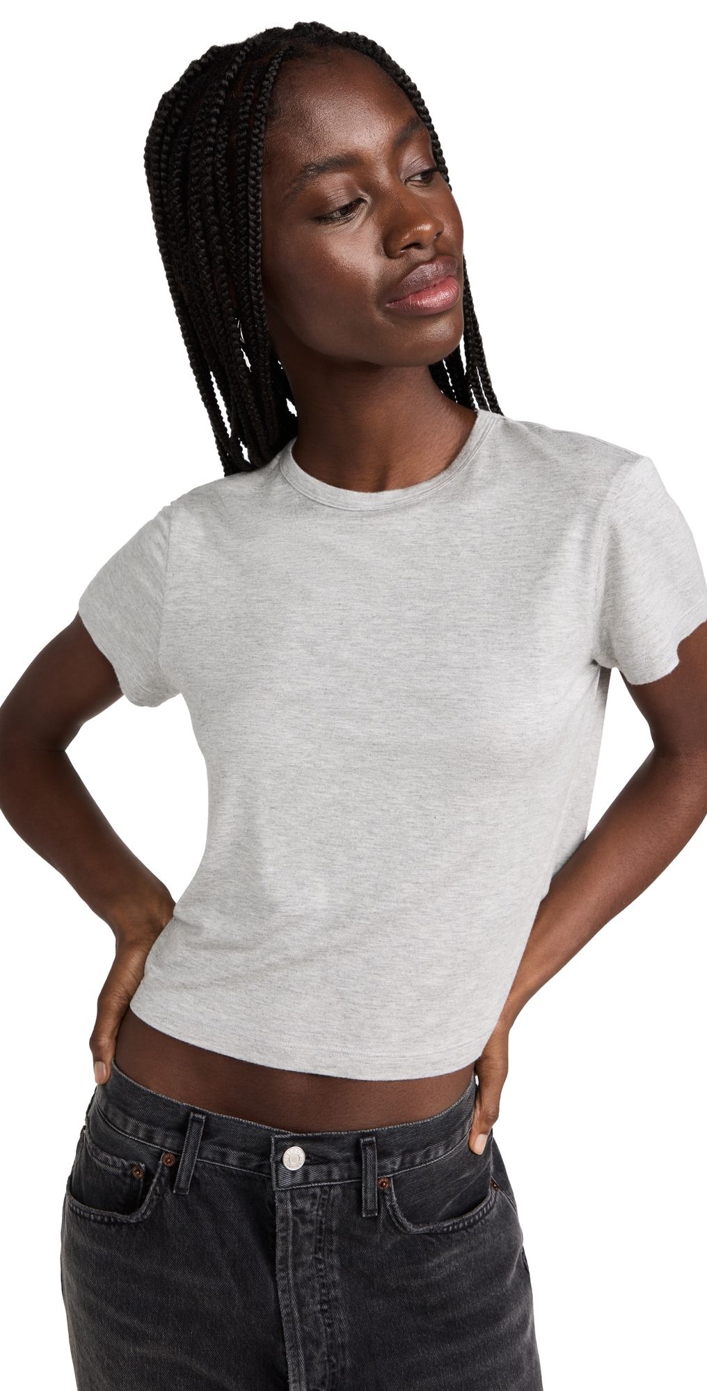 AGOLDE Adine Shrunken Tee Grey Heather XL