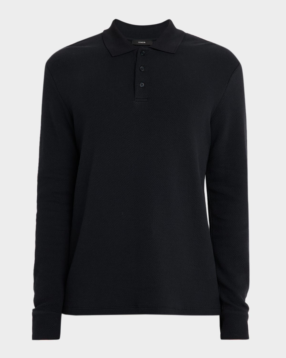 Men & apos;s Cotton Basketweave Long-Sleeve Polo Shirt