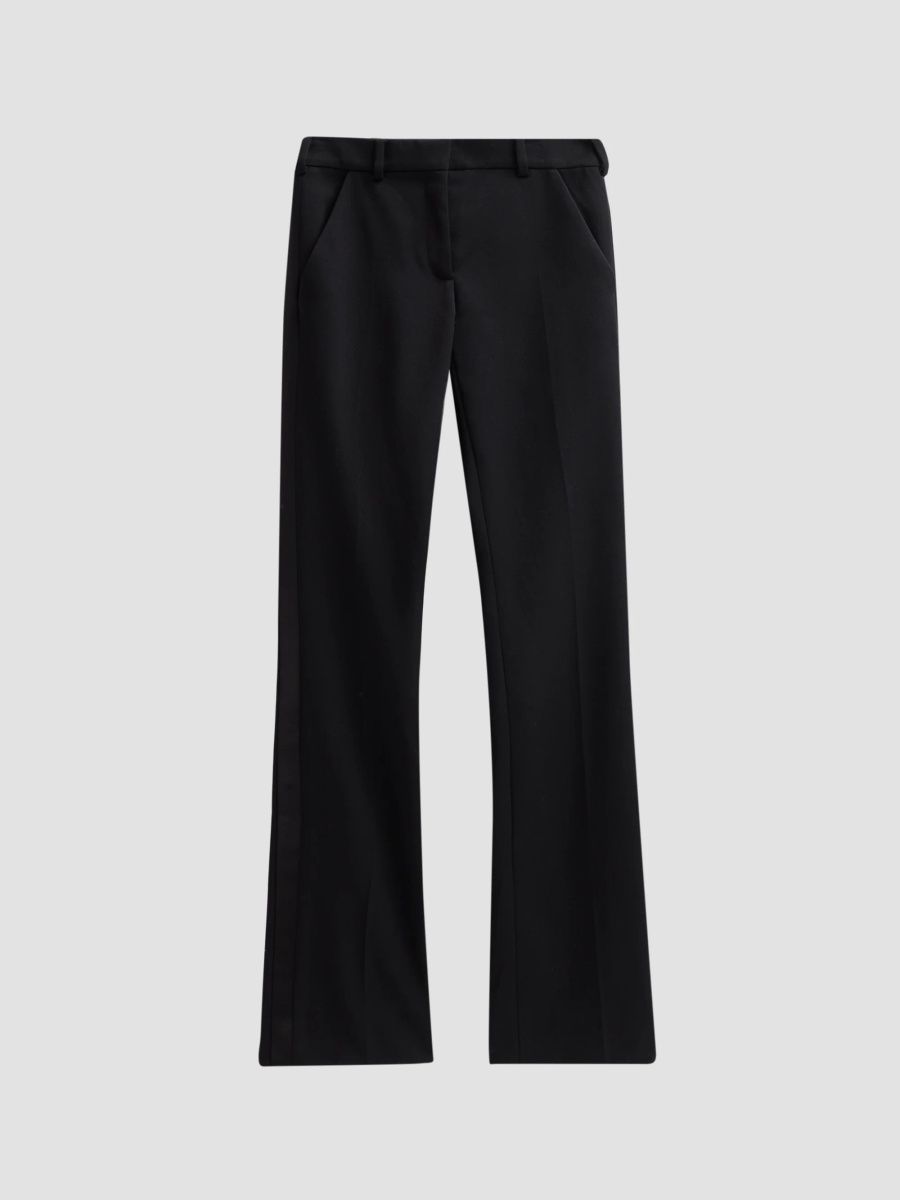 Balmain Women's Satin Wool Tailored Pants - Noir - Size 14
