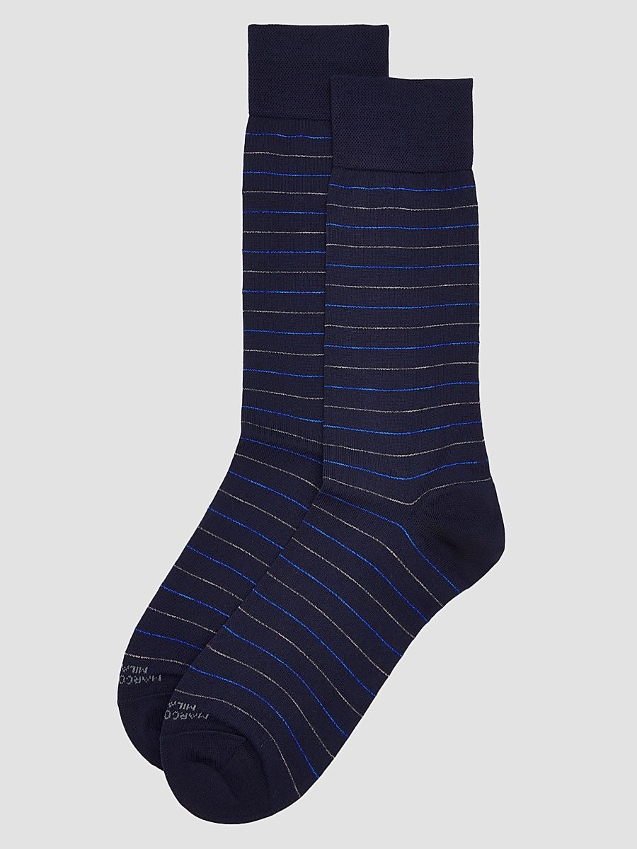 Men's City Striped Cotton-Nylon Socks - Navy