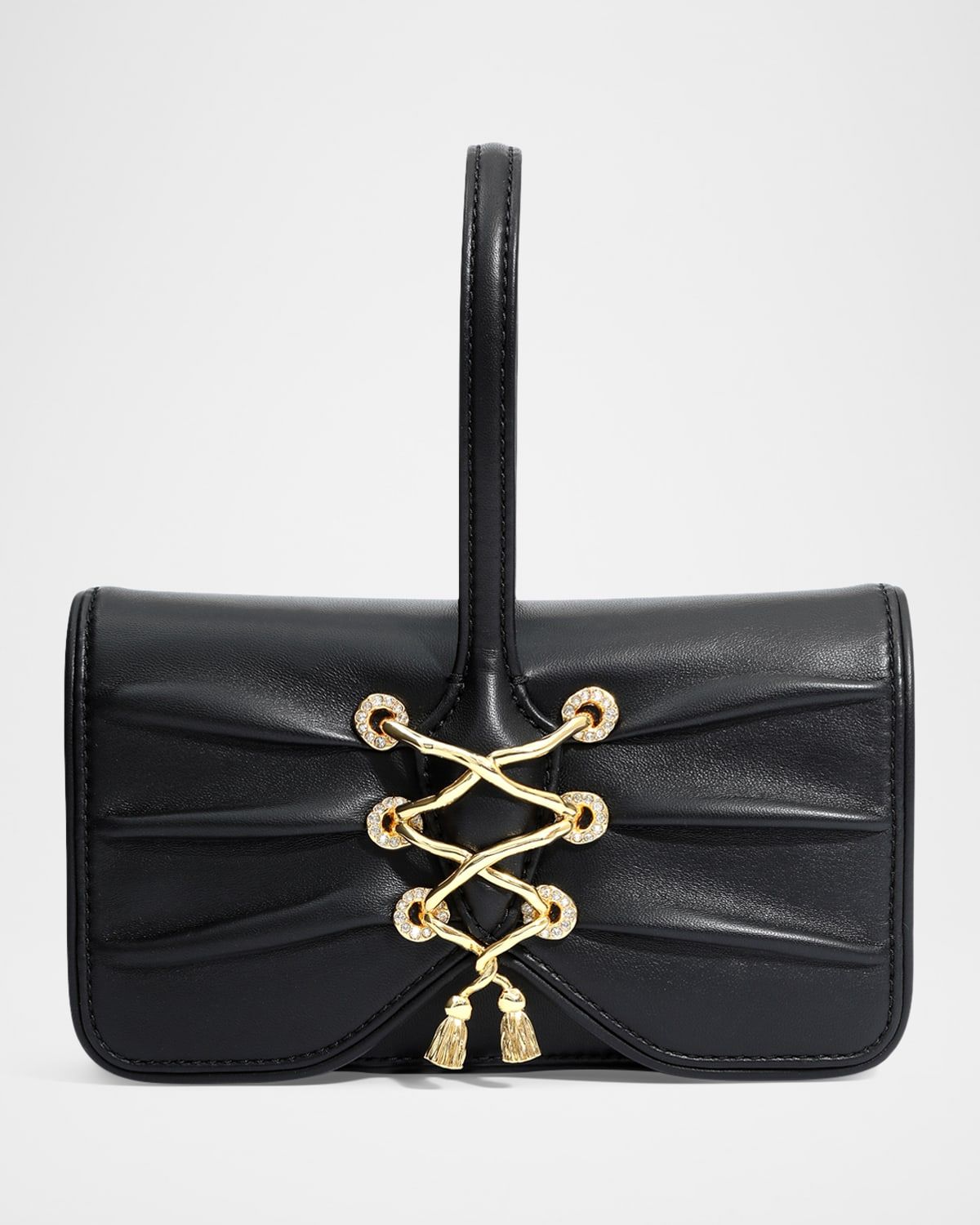 Lace-Up Leather Wristlet