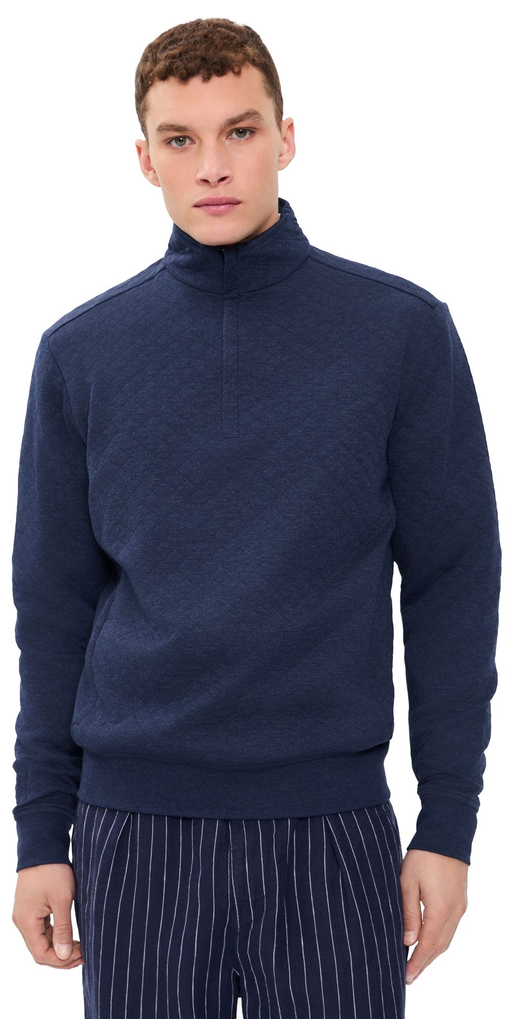 RLX Ralph Lauren Quilted Double Knit Quarter Zip Spring Navy Heather M