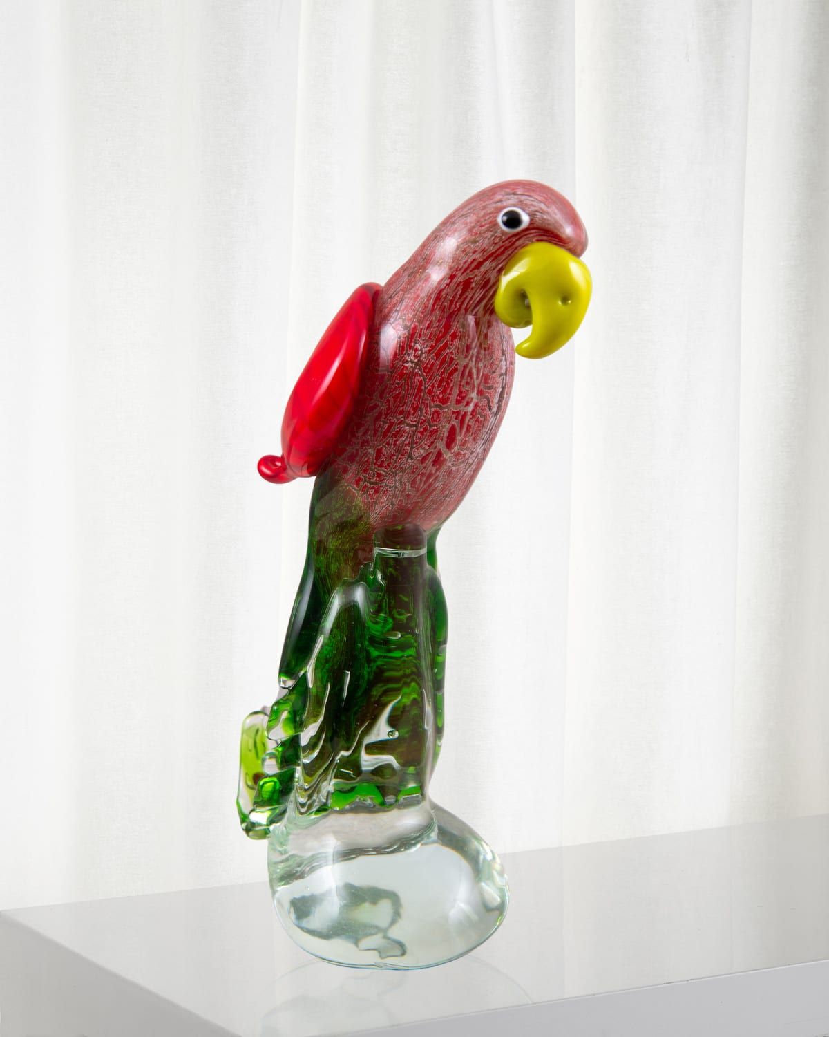 Zuma Art Glass Parrot Sculpture - 5.5" x 3.5" x 11"