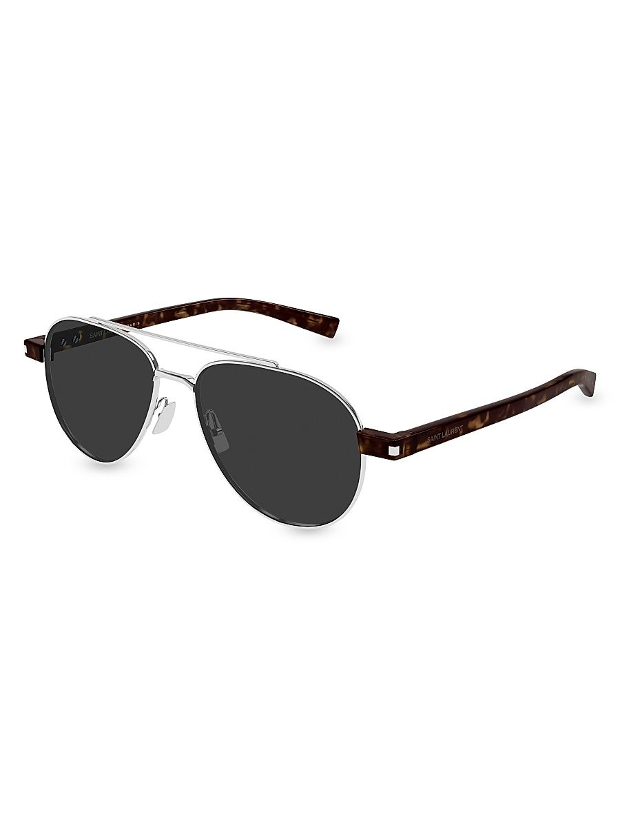 Men's 54MM Aviator Sunglasses - Silver Black