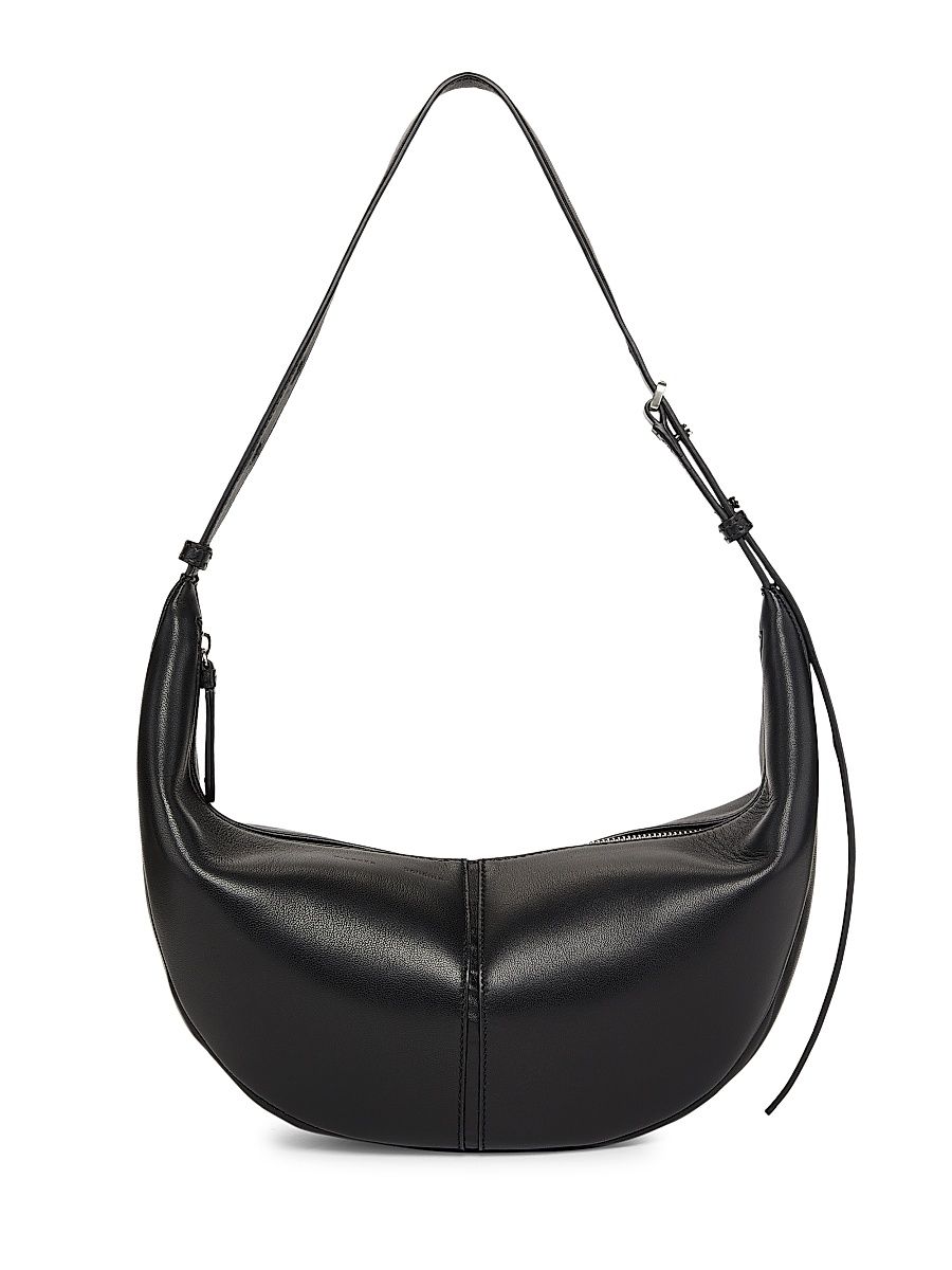 Women's Slide Leather Shoulder Bag - Black