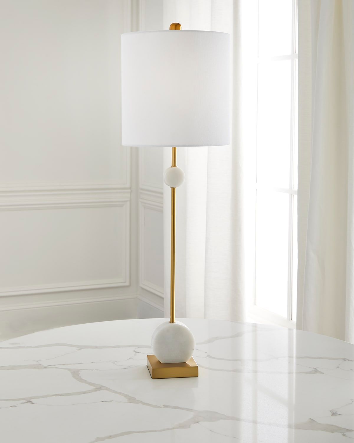 Wren White Marble Disc Lamp